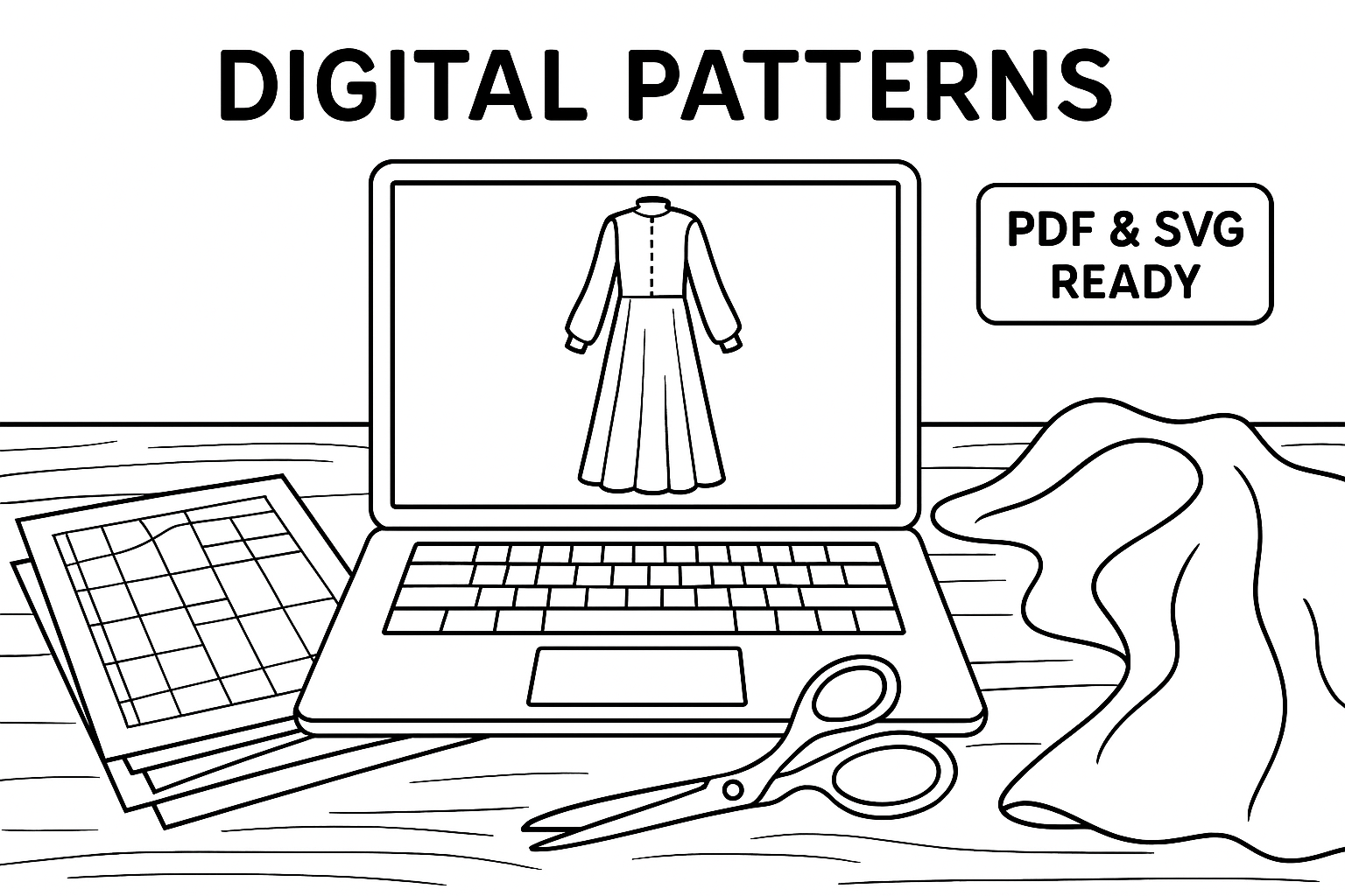 Digital Modest Clothing Sewing Patterns (PDF & SVG) - Beginner to Intermediate