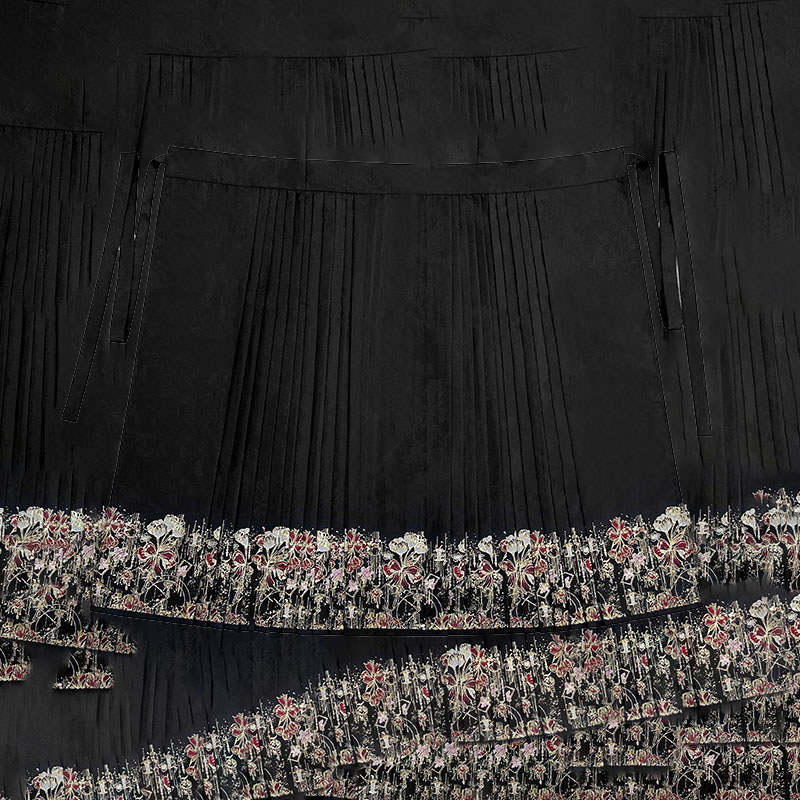 Black & Red Rose Mamian Skirt – Luxury Metallic Gold Thread Hanfu Horse Face Skirt - Image 6