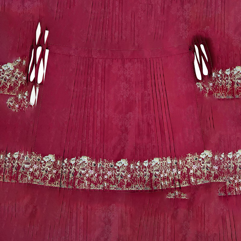 Black & Red Rose Mamian Skirt – Luxury Metallic Gold Thread Hanfu Horse Face Skirt - Image 7